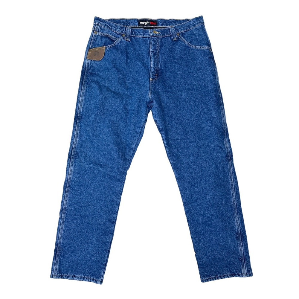Wrangler Riggs Workwear Jeans 38x32 Blue Fleece Lined Insulated Rugged Outdoor